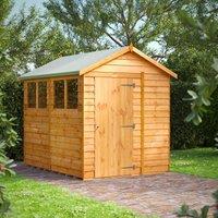 8X6 Power Overlap Apex Shed, Brown