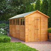 16X6 Power Overlap Apex Shed, Brown