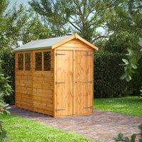 8X4 Power Overlap Apex Double Door Shed, Brown