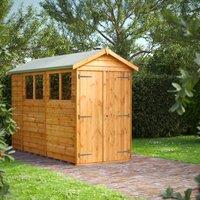10X4 Power Overlap Apex Double Door Shed, Brown