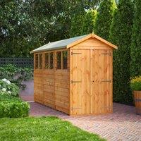 12X4 Power Overlap Apex Double Door Shed, Brown
