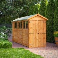 14X4 Power Overlap Apex Double Door Shed, Brown