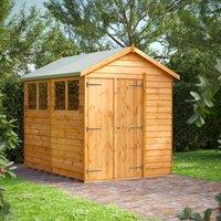 8X6 Power Overlap Apex Double Door Shed, Brown