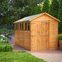 12X6 Power Overlap Apex Double Door Shed, Brown