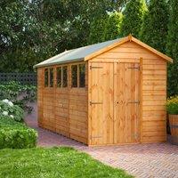 14X6 Power Overlap Apex Double Door Shed, Brown