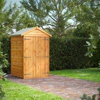 4X4 Power Overlap Apex Windowless Double Door Shed, Brown