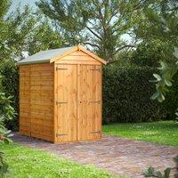 6X4 Power Overlap Apex Windowless Double Door Shed, Brown