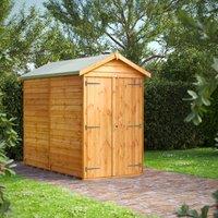8X4 Power Overlap Apex Windowless Double Door Shed, Brown