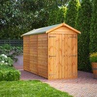 12X4 Power Overlap Apex Windowless Double Door Shed, Brown