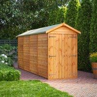 16X4 Power Overlap Apex Windowless Double Door Shed, Brown