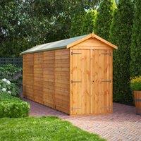 18X4 Power Overlap Apex Windowless Double Door Shed, Brown