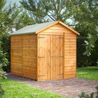 8X6 Power Overlap Apex Windowless Double Door Shed, Brown