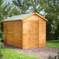 10X6 Power Overlap Apex Windowless Double Door Shed, Brown