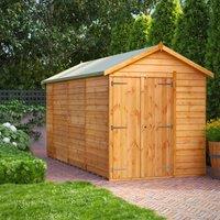 14X6 Power Overlap Apex Windowless Double Door Shed, Brown
