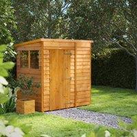 6X4 Power Overlap Pent Shed, Brown