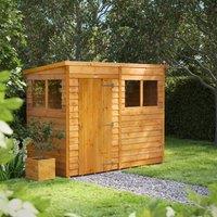 8X4 Power Overlap Pent Shed, Brown