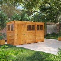 12X4 Power Overlap Pent Shed, Brown
