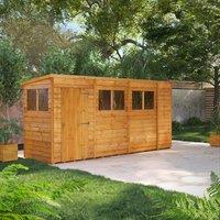 14X4 Power Overlap Pent Shed, Brown
