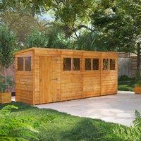 16X4 Power Overlap Pent Shed, Brown
