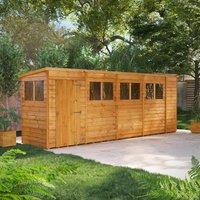 18X4 Power Overlap Pent Shed, Brown