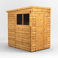 4X6 Power Overlap Pent Shed, Brown