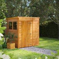 6X6 Power Overlap Pent Shed, Brown