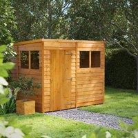8X6 Power Overlap Pent Shed, Brown