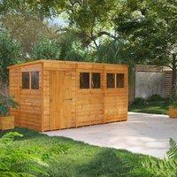 12X6 Power Overlap Pent Shed, Brown