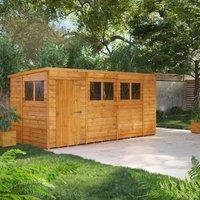 14X6 Power Overlap Pent Shed, Brown