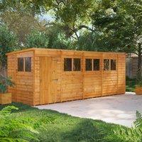 18X6 Power Overlap Pent Shed, Brown
