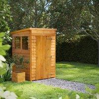 4X4 Power Overlap Pent Windowless Shed, Brown