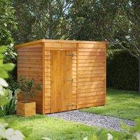 8X4 Power Overlap Pent Windowless Shed, Brown