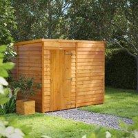 8X6 Power Overlap Pent Windowless Shed, Brown
