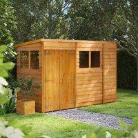 10X4 Power Overlap Pent Double Door Shed, Brown