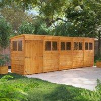 20X4 Power Overlap Pent Double Door Shed, Brown