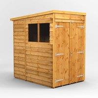 4X6 Power Overlap Pent Double Door Shed, Brown