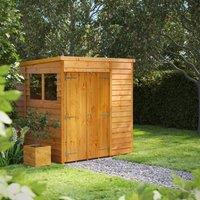 6X6 Power Overlap Pent Double Door Shed, Brown
