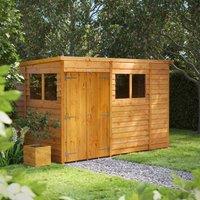10X6 Power Overlap Pent Double Door Shed, Brown