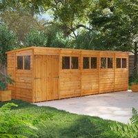 20X6 Power Overlap Pent Double Door Shed, Brown