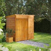 6X4 Power Overlap Pent Windowless Double Door Shed, Brown