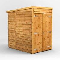 4X6 Power Overlap Pent Windowless Double Door Shed, Brown