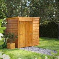6X6 Power Overlap Pent Windowless Double Door Shed, Brown