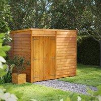 8X6 Power Overlap Pent Windowless Double Door Shed, Brown