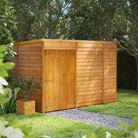 10X6 Power Overlap Pent Windowless Double Door Shed, Brown