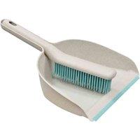 JVL Anti-bac Dustpan and Brush with Rubber Bristles, Blue