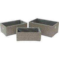 Jvl Silva Rectangular Fabric Storage Baskets Set Of 3 Grey, Grey