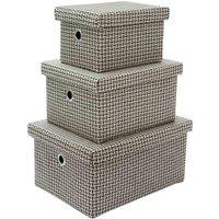 Jvl Silva Rectangular Fabric Storage Baskets With Lids Set Of 3 Grey, Grey