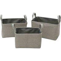 Jvl Silva Rectangular Fabric Storage Baskets With Handles Set Of 3 Grey, Grey