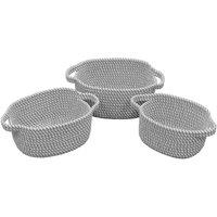 Jvl Edison Oval Cotton Rope Storage Basket Set Of 3 Grey, Grey