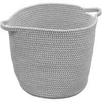 Jvl Edison Round Cotton Rope Storage Basket With Handles Grey, Grey